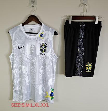 BRAZIL SLEEVELESS FOOTBALL JERSEY