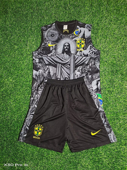 BRAZIL SLEEVELESS FOOTBALL JERSEY